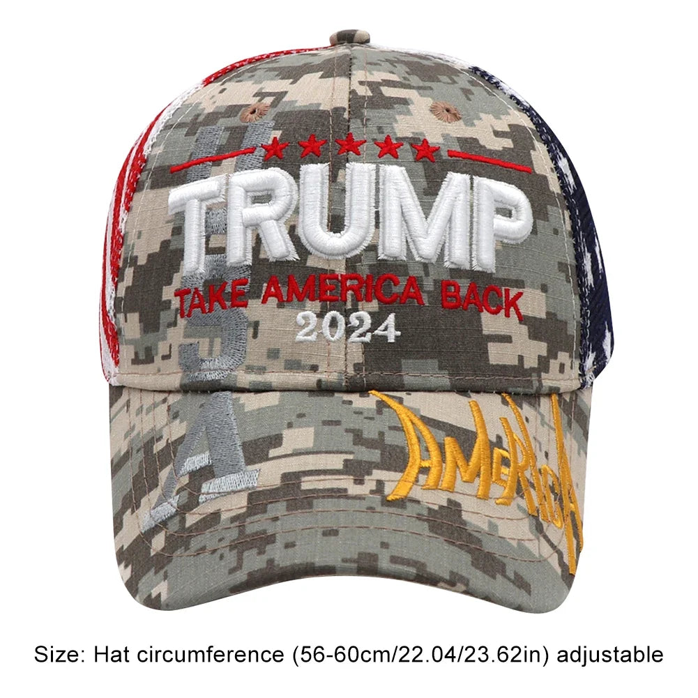 Trump Hat Embroidered Mesh Cap Retro Baseball Hat Adjustable Trump Baseball Cap 