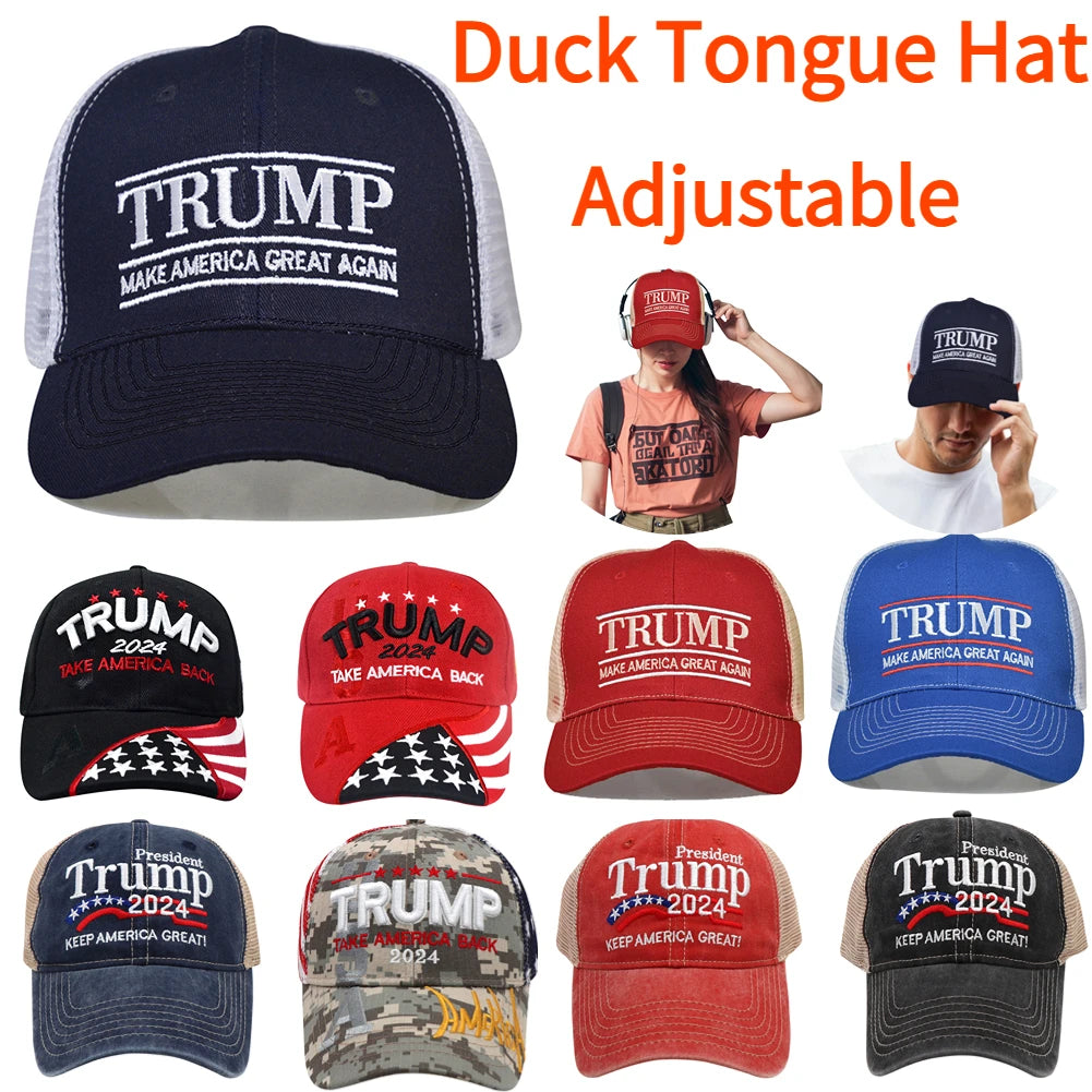 Trump Hat Embroidered Mesh Cap Retro Baseball Hat Adjustable Trump Baseball Cap 