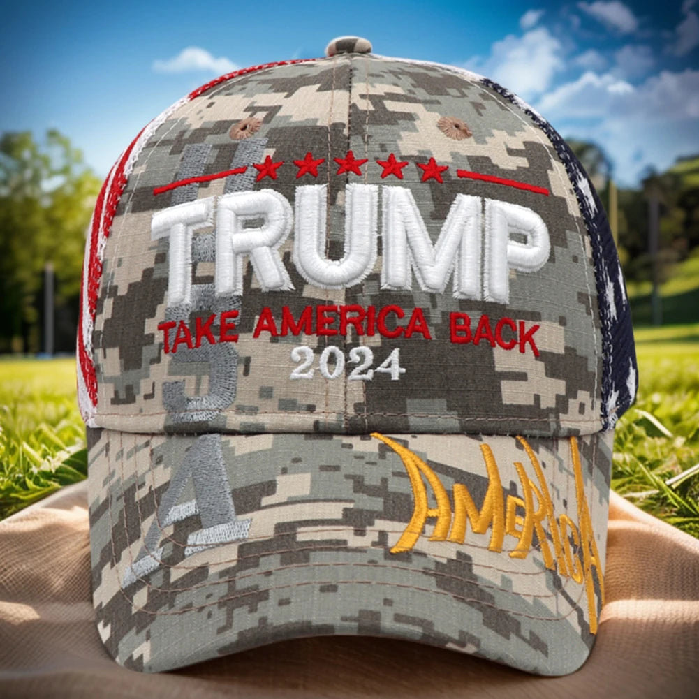 Trump Hat Embroidered Mesh Cap Retro Baseball Hat Adjustable Trump Baseball Cap 