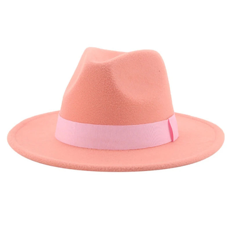 Formal Hat Fedora Classic Beige New Cap Gentlemen Woolen Jazz Wedding Church Bowler Felt Large Eaves Hat