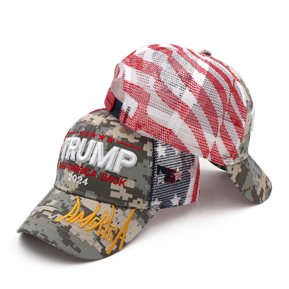 Trump Hat Embroidered Mesh Cap Retro Baseball Hat Adjustable Trump Baseball Cap 