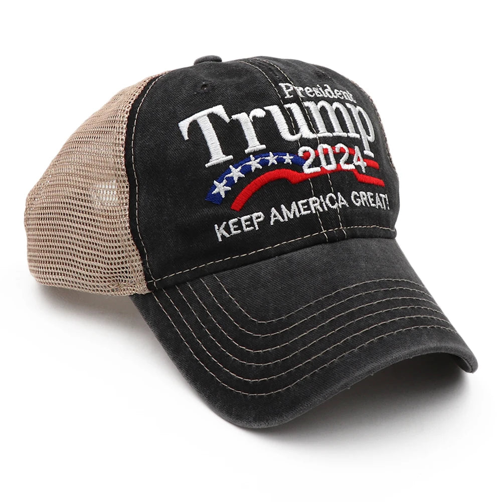 Trump Hat Embroidered Mesh Cap Retro Baseball Hat Adjustable Trump Baseball Cap 