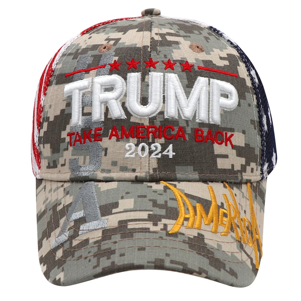 Trump Hat Embroidered Mesh Cap Retro Baseball Hat Adjustable Trump Baseball Cap 