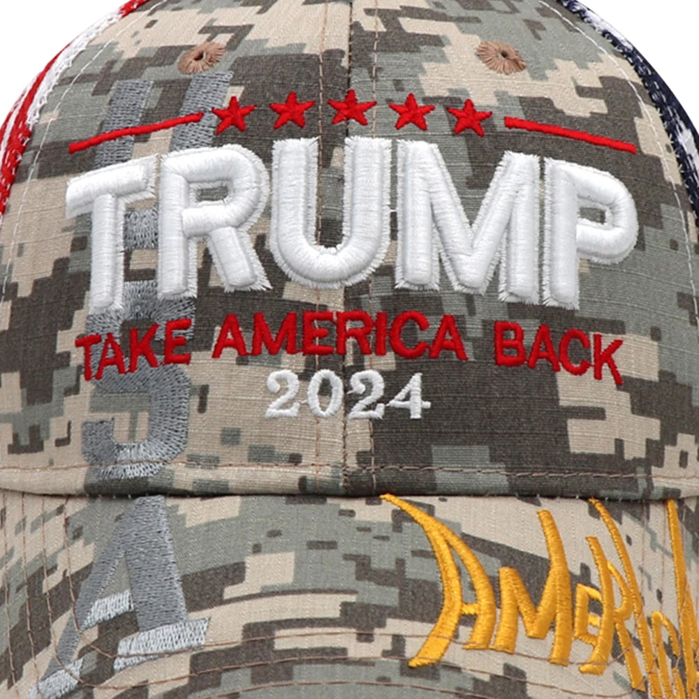 Trump Hat Embroidered Mesh Cap Retro Baseball Hat Adjustable Trump Baseball Cap 