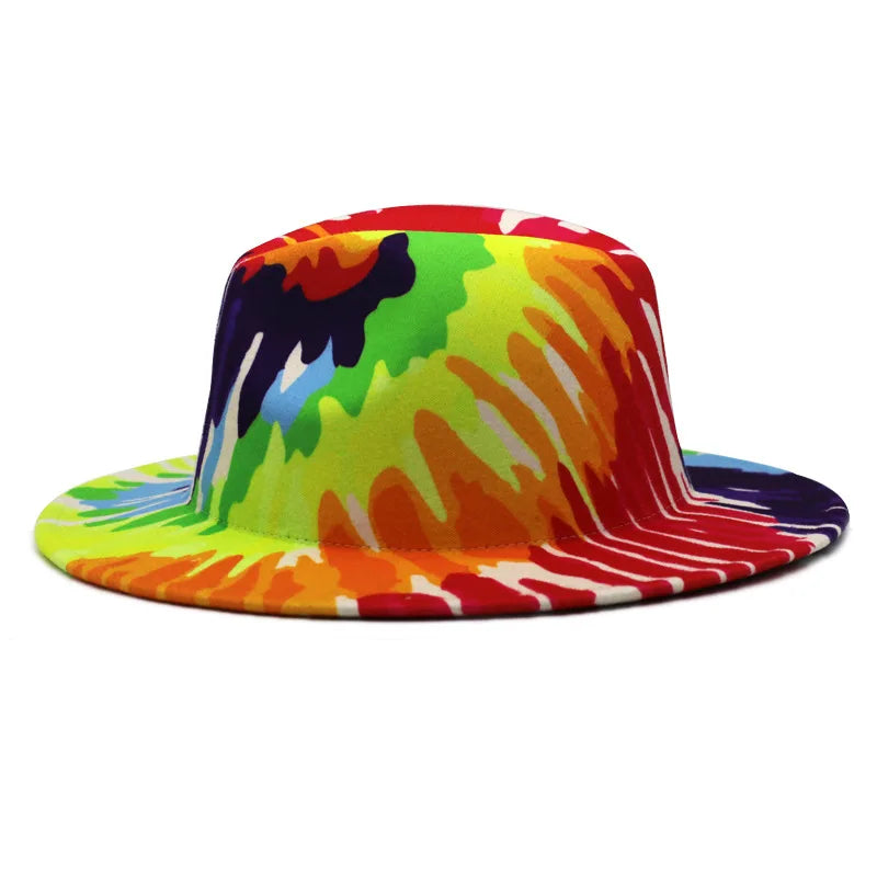 Fedora hat autumn winter men retro fashion tie-dye felt jazz Panama hat wedding hat