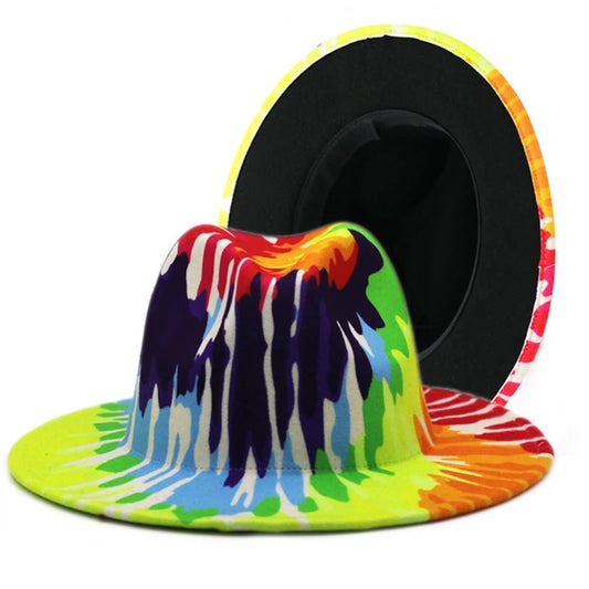 Fedora hat autumn winter men retro fashion tie-dye felt jazz Panama hat wedding hat