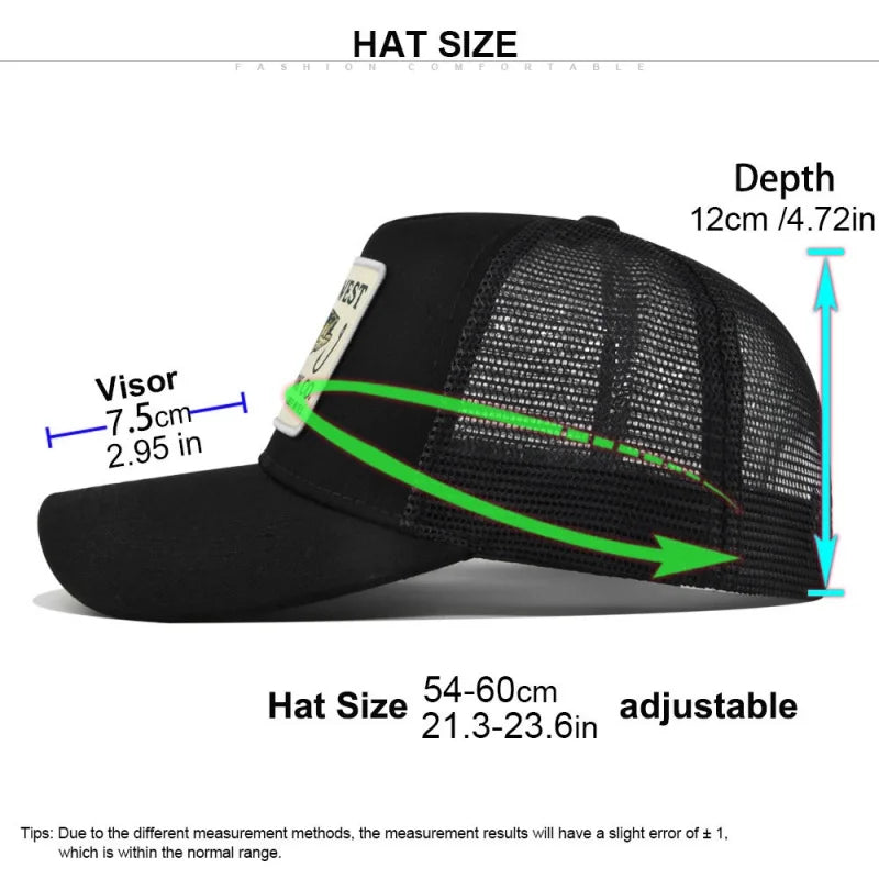 Fishing Cartoon Snapback Baseball Cap Hip Hop Dad Mesh Hat Trucker Hat Outdoor Sports Cycling Travel SunHat