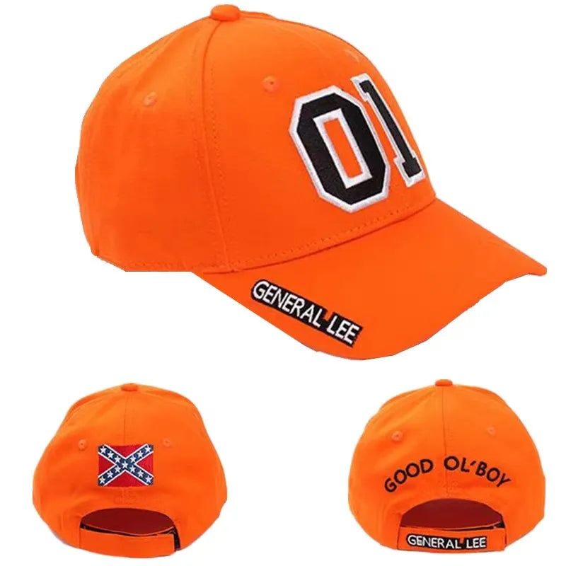 General Lee 01 Cosplay Hat Embroidery Unisex Cotton Orange Good OL' Boy Dukes Adjustable Baseball Cap