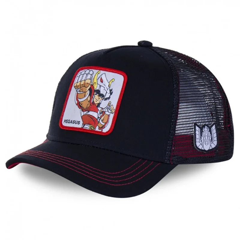 Anime Saint Seiya Cotton Baseball Cap Adjustable Hip Hop Mesh Trucker Mesh