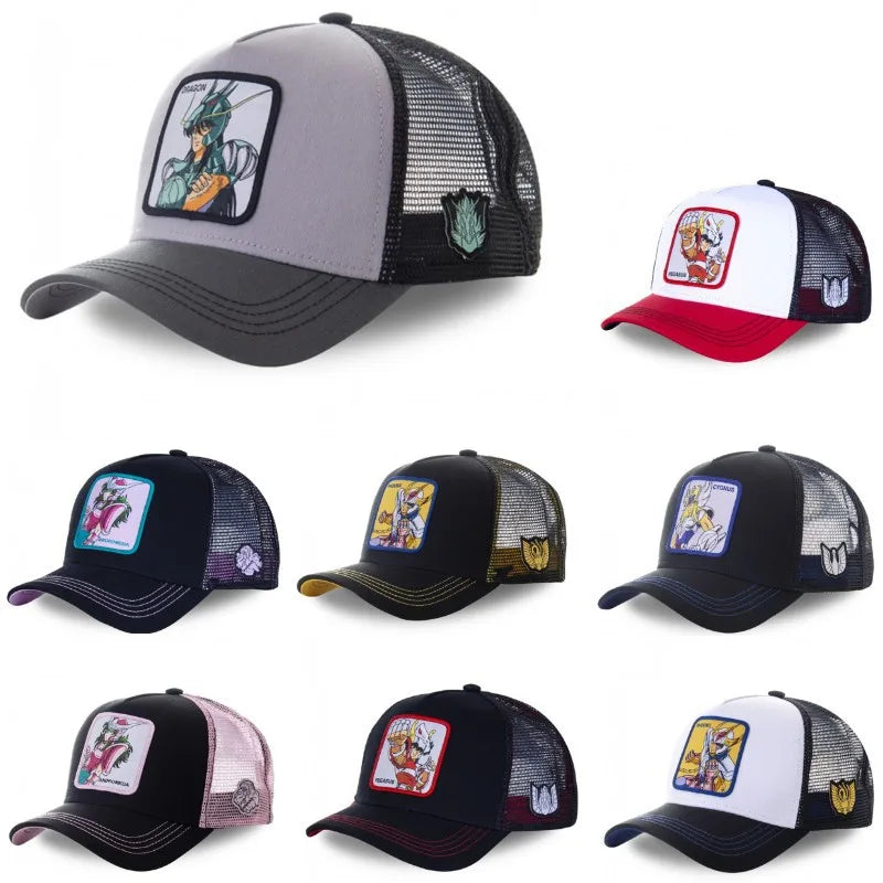 Anime Saint Seiya Cotton Baseball Cap Adjustable Hip Hop Mesh Trucker Mesh